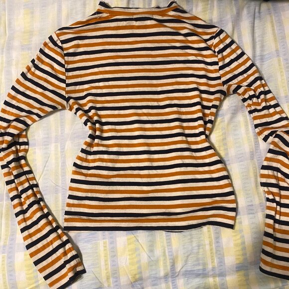 F21 Long sleeve high neck fitted stripe t-shirt in multi - Picture 5 of 7